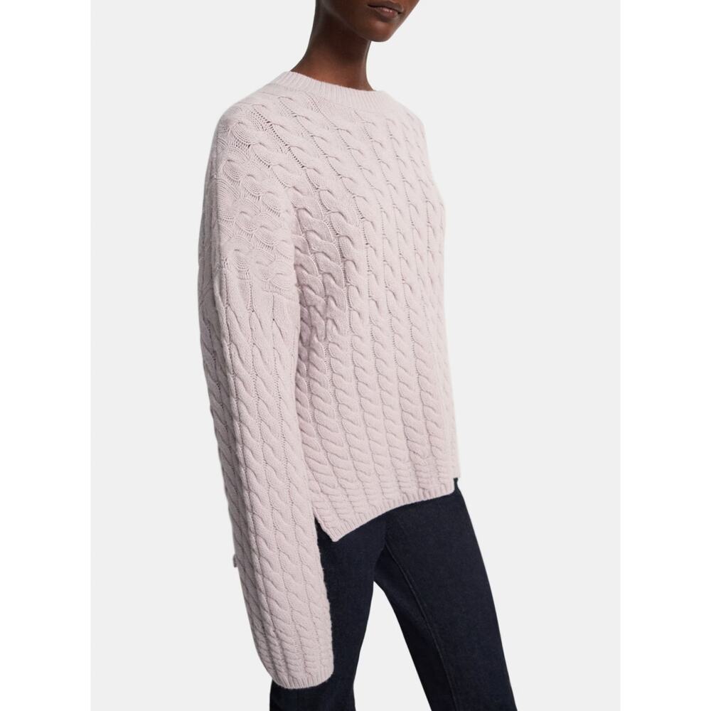 Theory Karenia Cable Knit Sweater in‎ Felted Wool Cashmere Lilac